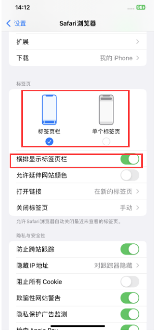 利通苹果手机维修分享Safari浏览器如何切换标签栏位置 