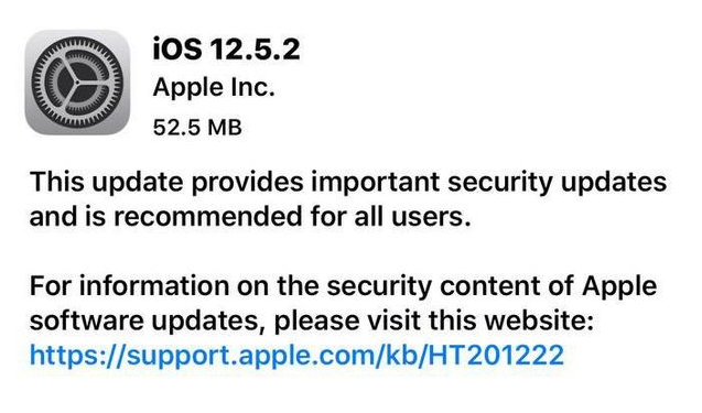 利通苹果手机维修分享iOS12.5.2发布，建议所有老苹果用户安装 